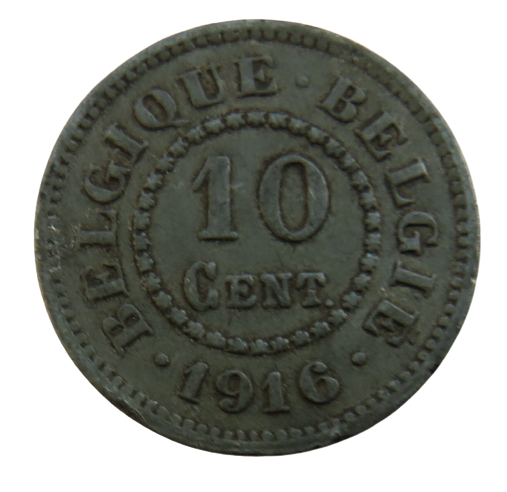 1916 Belgium 10 Centimes Coin