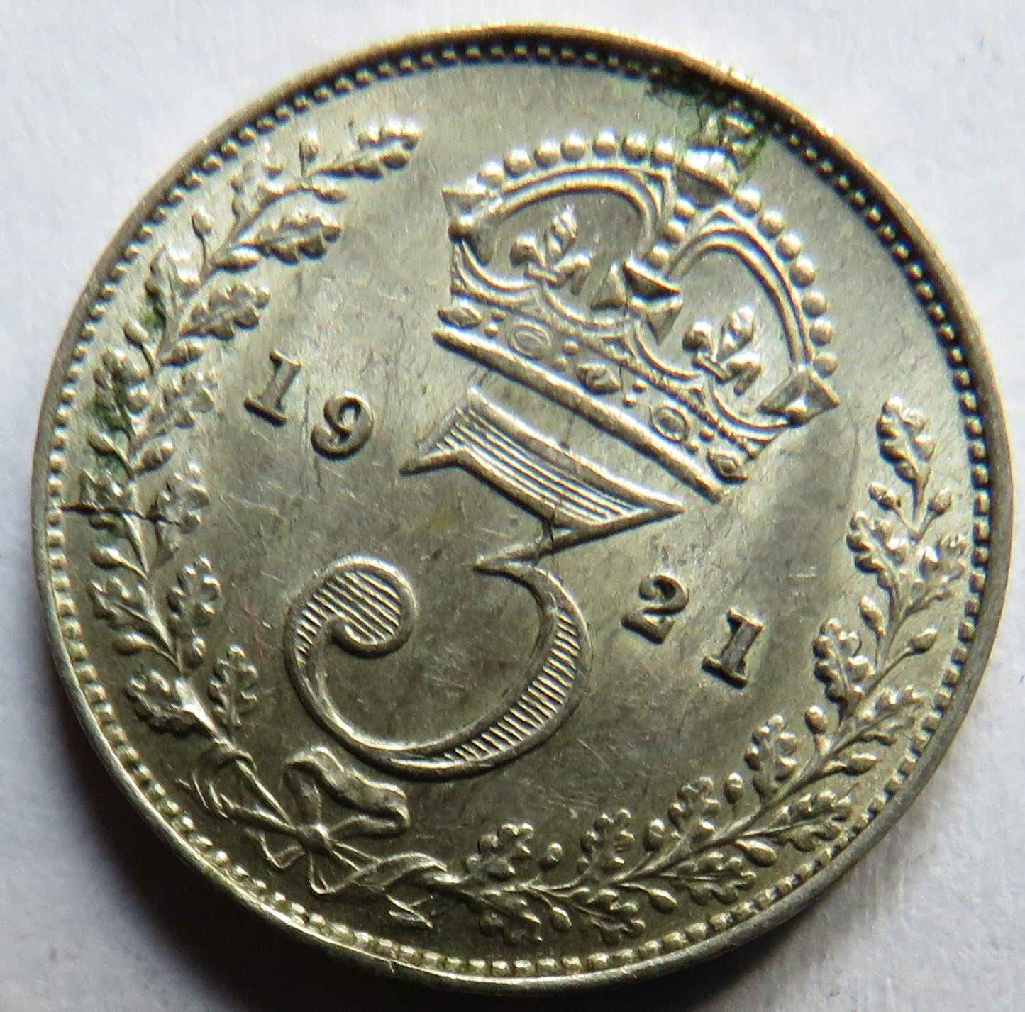 1921 King George V Silver Threepence Coin - Great Britain