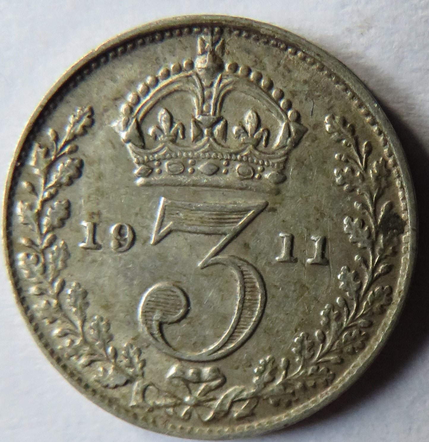 1911 King George V Silver Threepence Coin - Great Britain