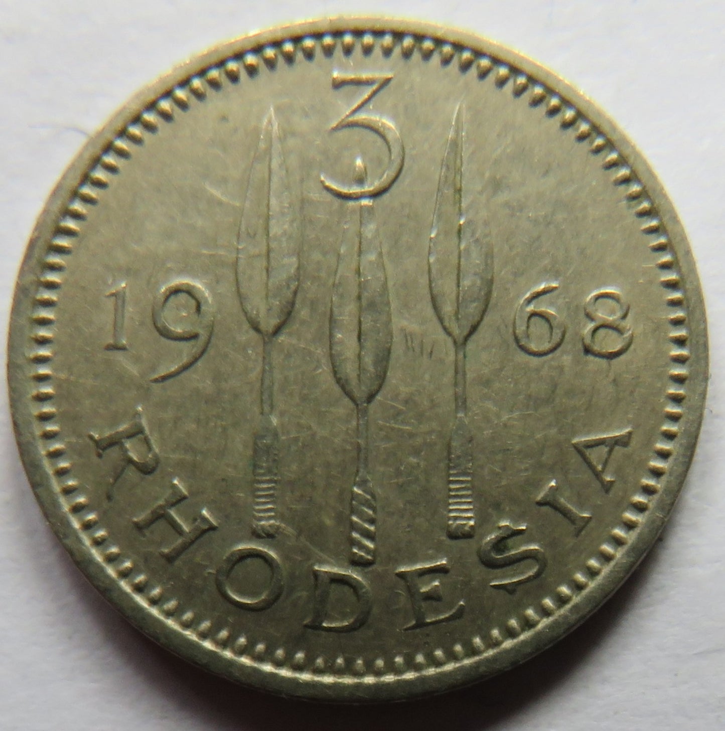1968 Queen Elizabeth II Rhodesia Threepence Coin
