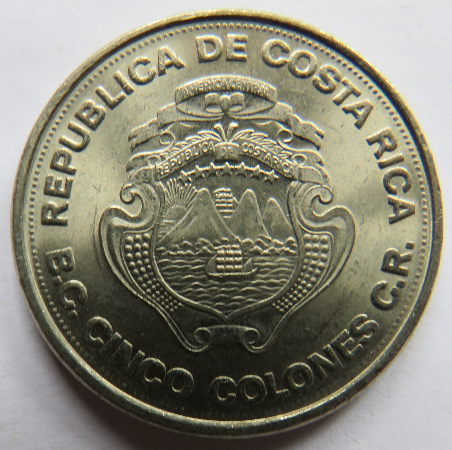 1975 Costa Rica 5 Colones Coin
