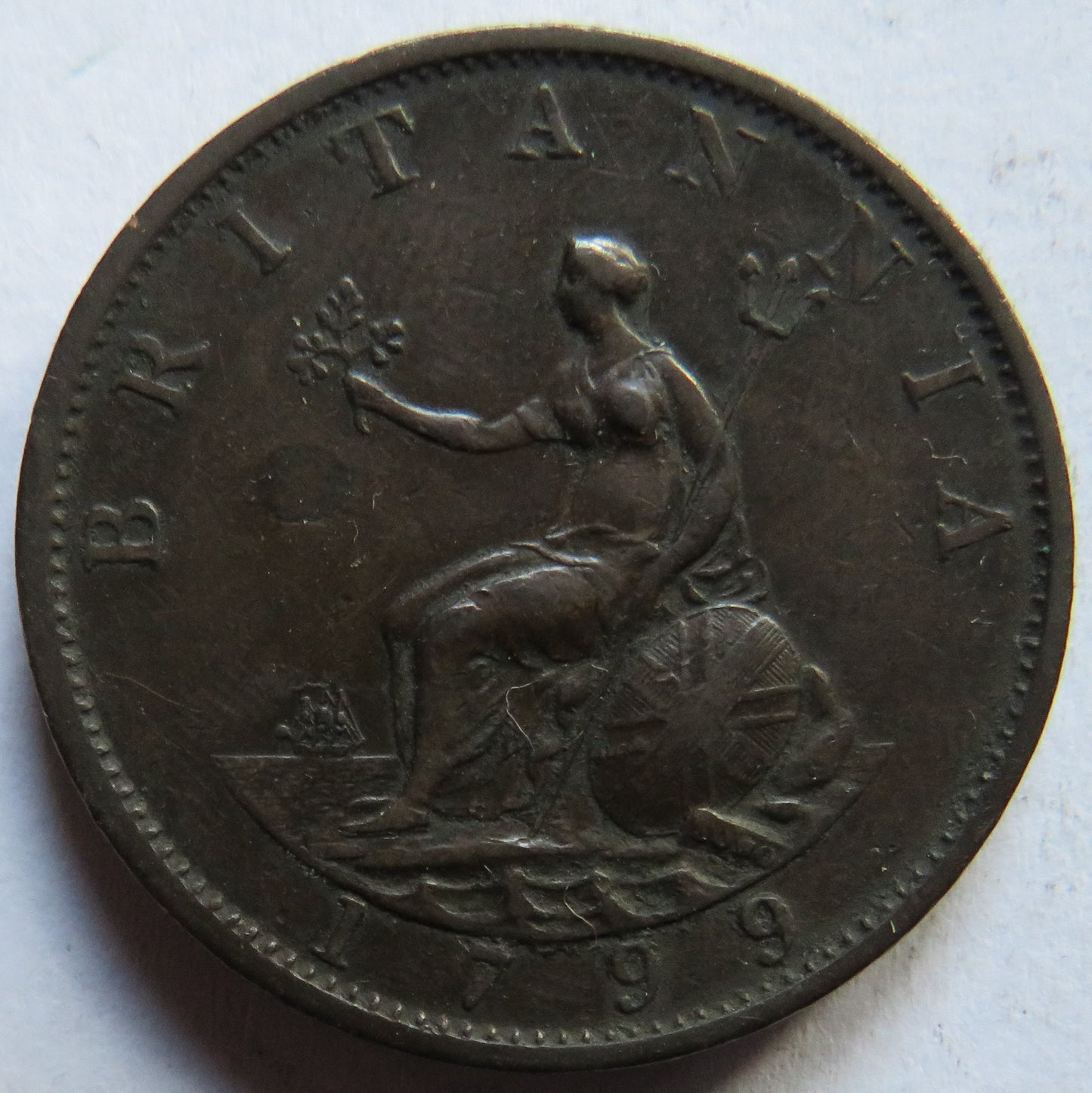 1799 King George III Halfpenny Coin - Great Britain3