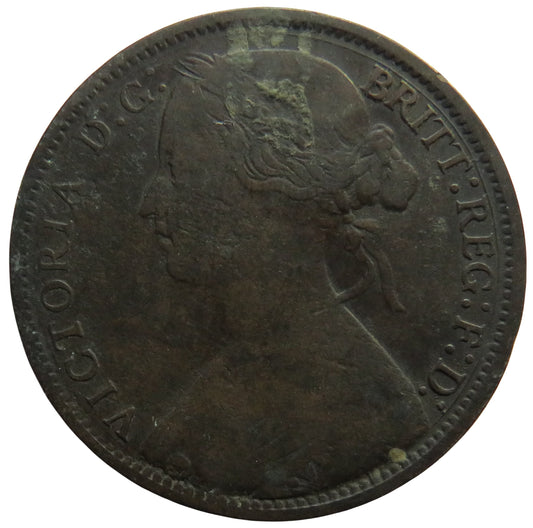 1862 Queen Victoria Bun Head One Penny Coin - Great Britain