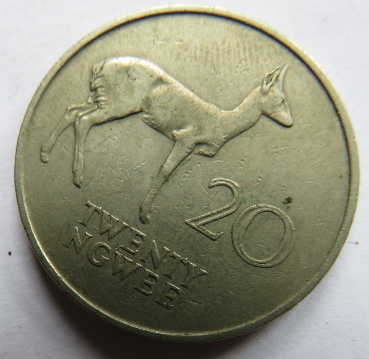 1968 Zambia 20 Ngwer Coin