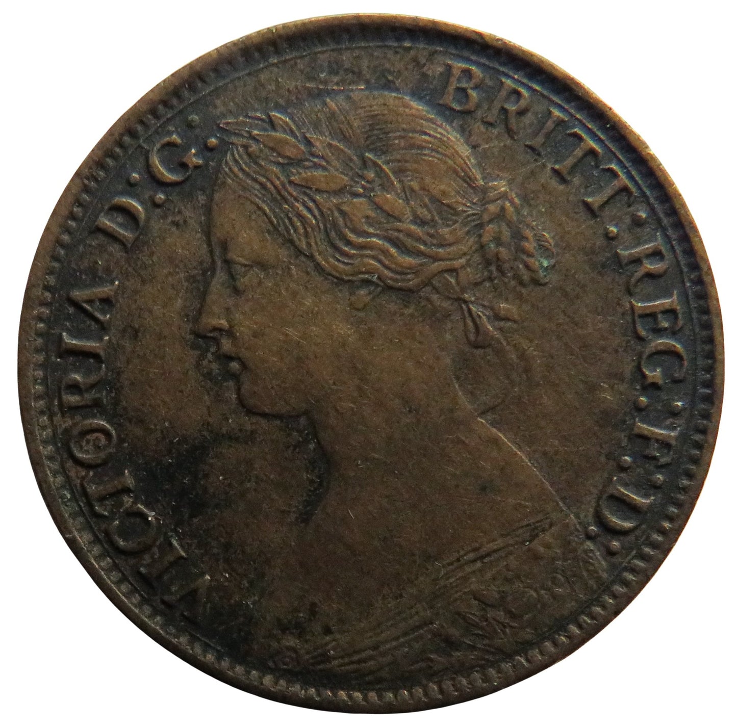 1862 Queen Victoria Bun Head Farthing Coin - Great Britain