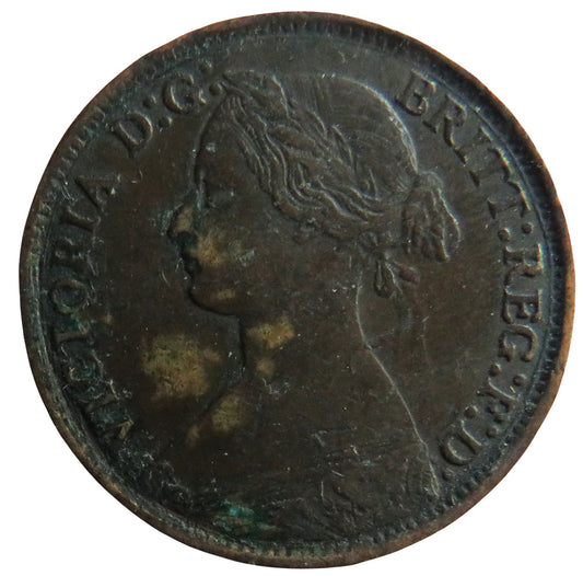 1861 Queen Victoria Bun Head Farthing Coin - Great Britain