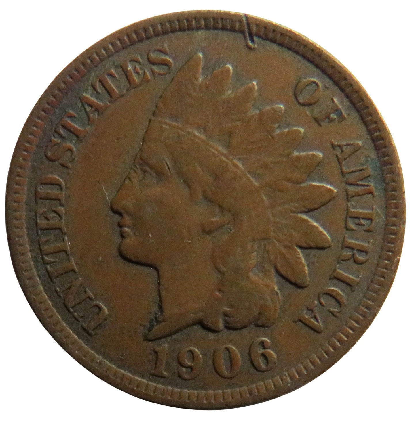 1906 USA Indian Head One Cent Coin
