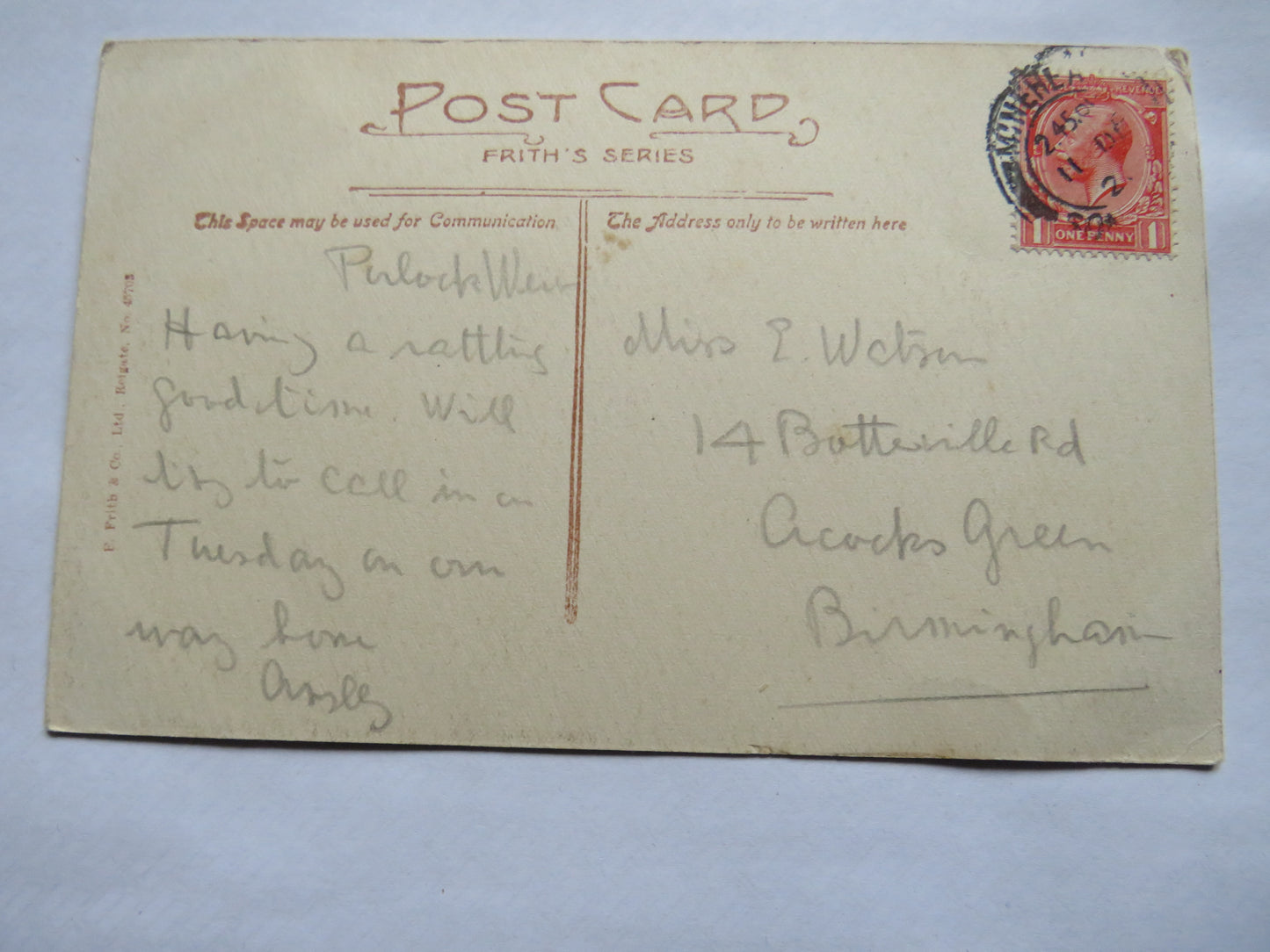 Vintage Postcard of Allerford