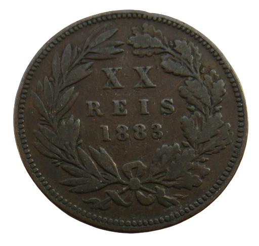 1883 Portugal 20 Reis Coin
