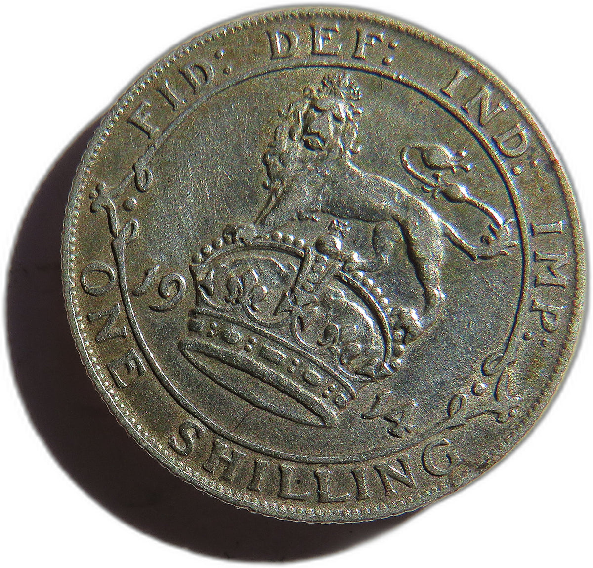 1914 King George V Silver One Shilling Coin - Great Britain