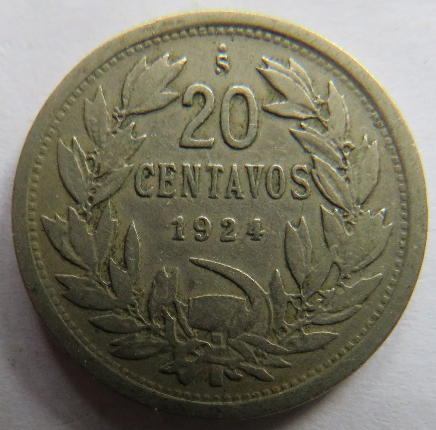 1924 Chile 20 Centavos Coin