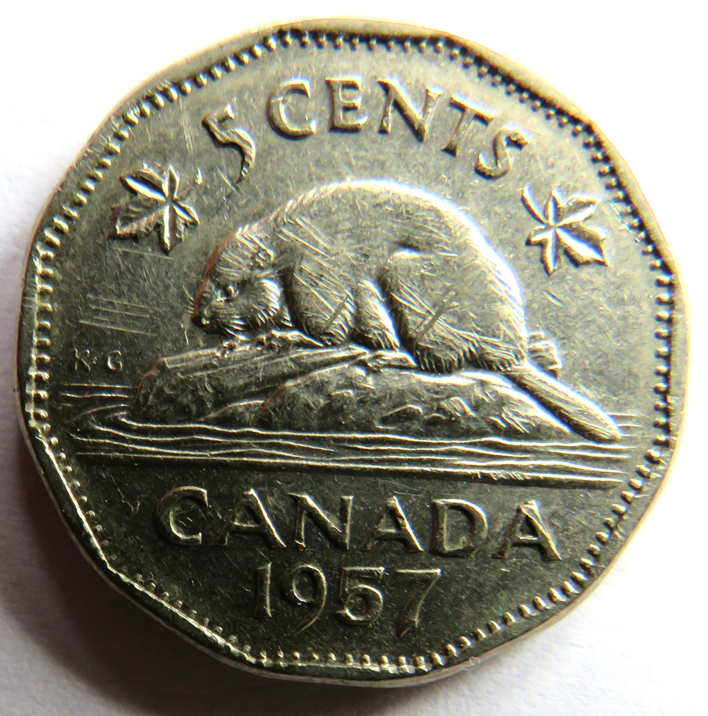 1957 Queen Elizabeth II Canada 5 Cents Coin