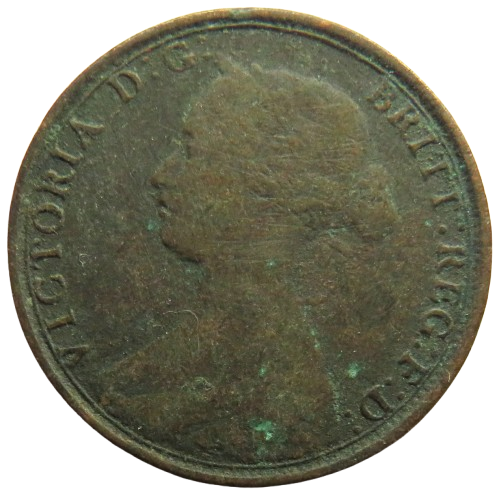 1862 Queen Victoria Bun Head Halfpenny Coin - Great Britain