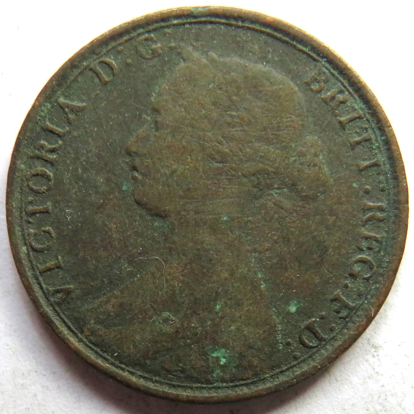 1862 Queen Victoria Bun Head Halfpenny Coin - Great Britain