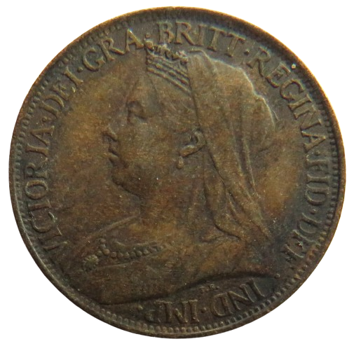 1895 Queen Victoria Farthing Coin - Great Britain