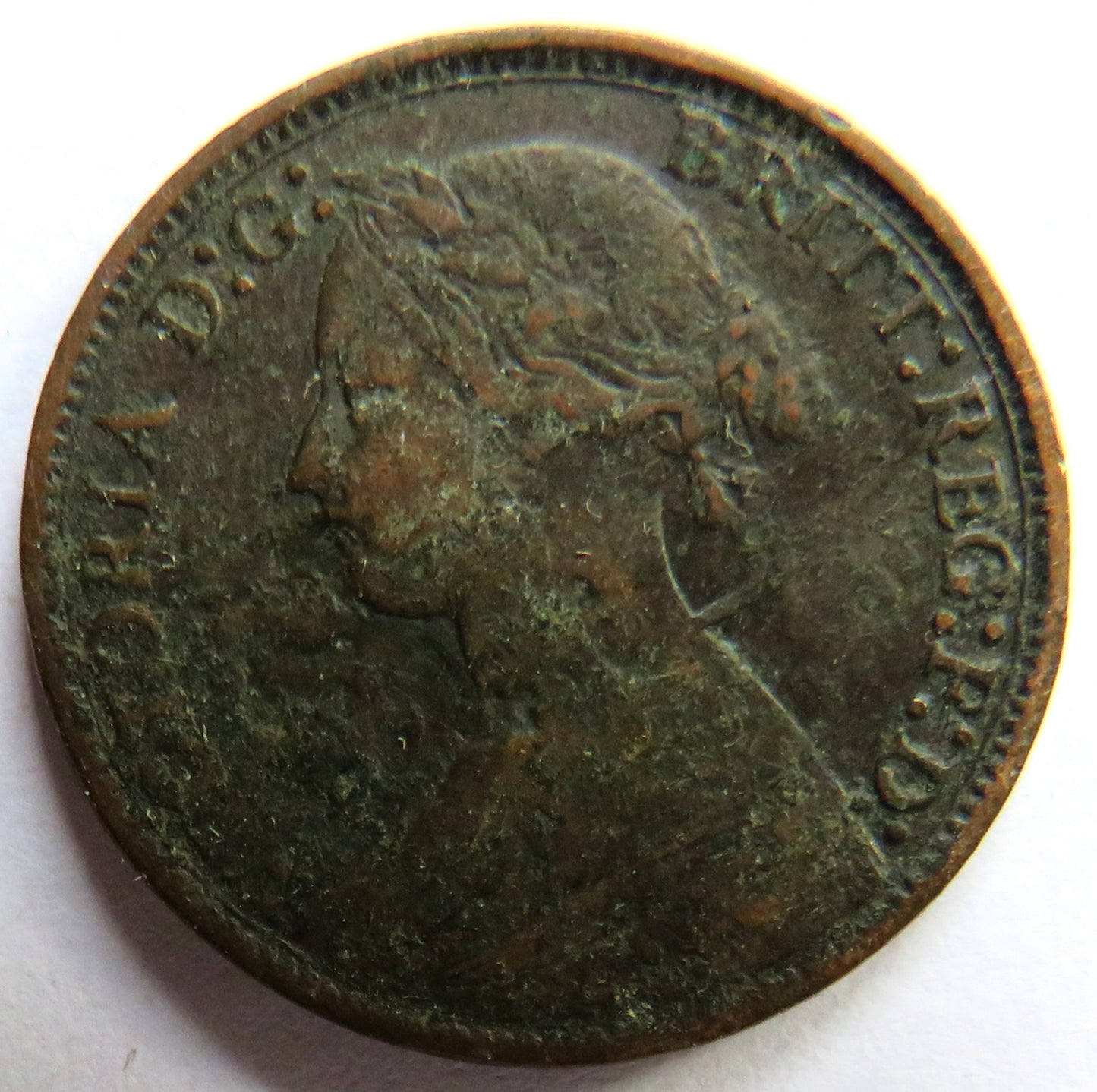 1873 Queen Victoria Bun Head Farthing Coin - Great Britain