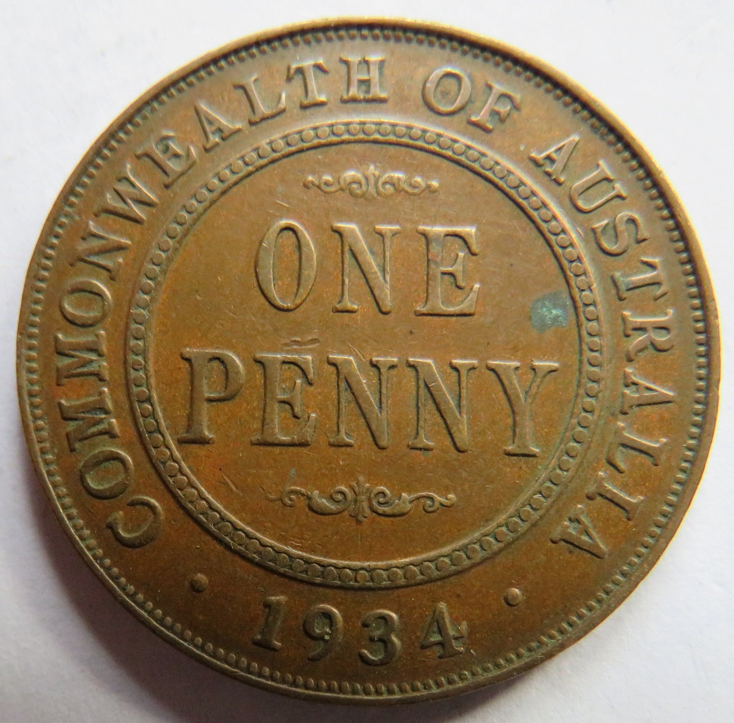 1934 King George V Australia One Penny Coin