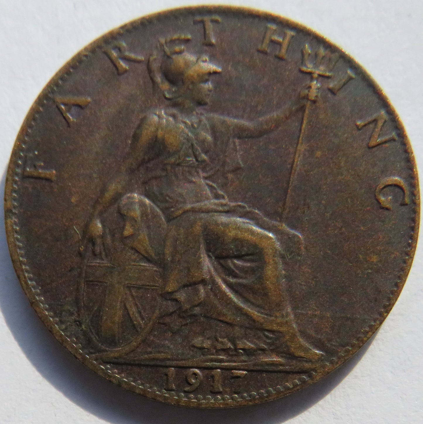 1917 King George V Farthing Coin In High Grade - Great Britain