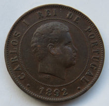Load image into Gallery viewer, 1892 Portugal 20 Reis Coin

