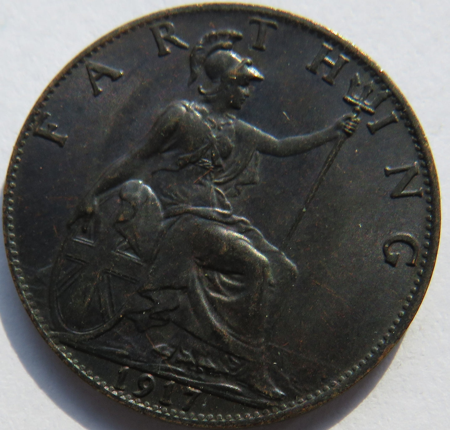 1917 King George V Farthing Coin In High Grade - Great Britain