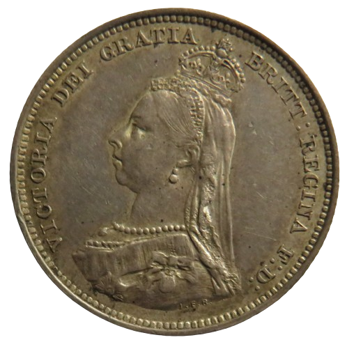 1887 Queen Victoria Jubilee Head Silver Shilling Coin - Great Britain