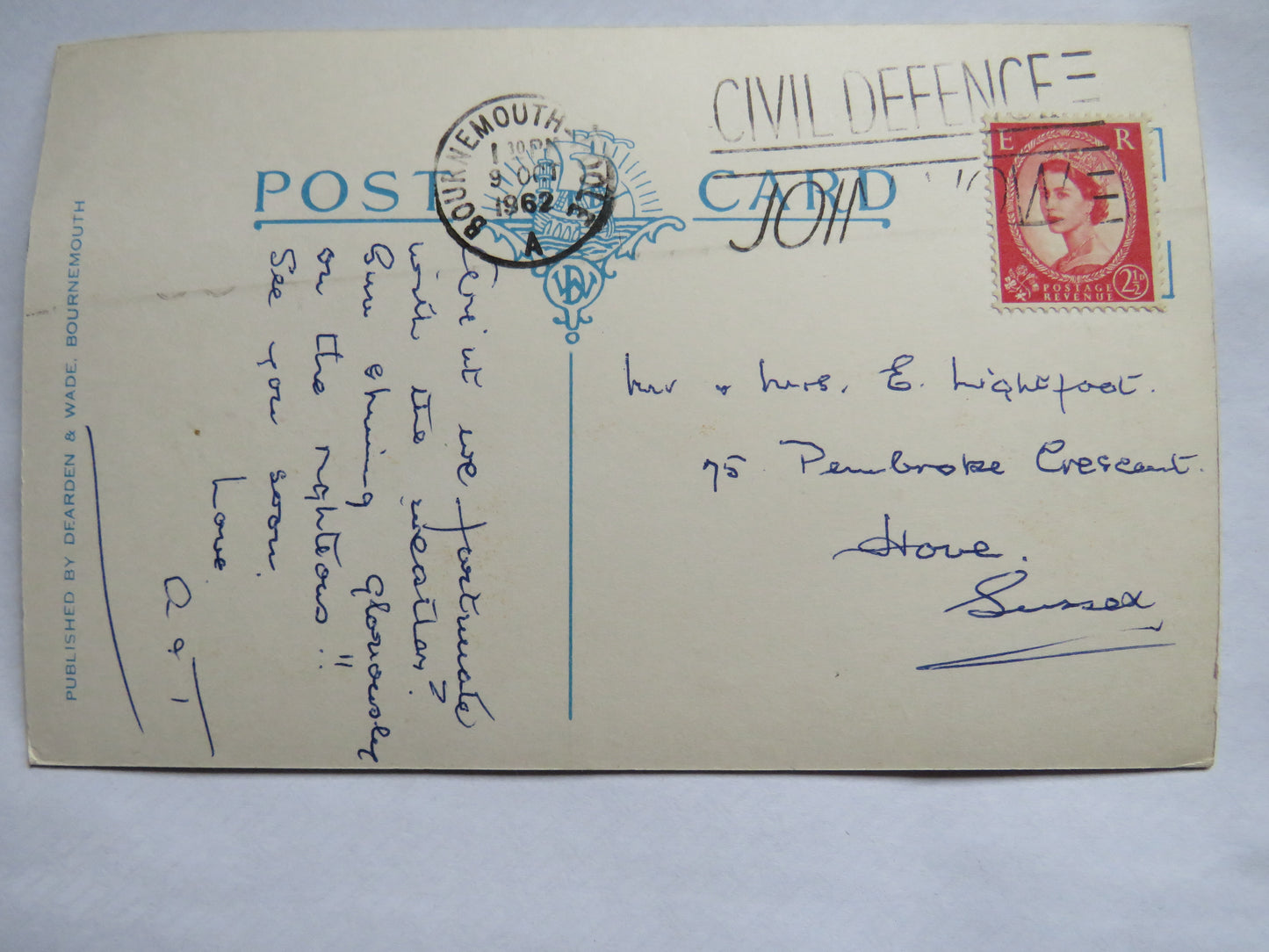 Vintage Postcard of Upper Gardens, Bournemouth 1962