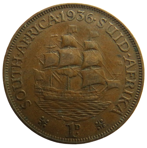 1936 King George V South Africa One Penny Coin