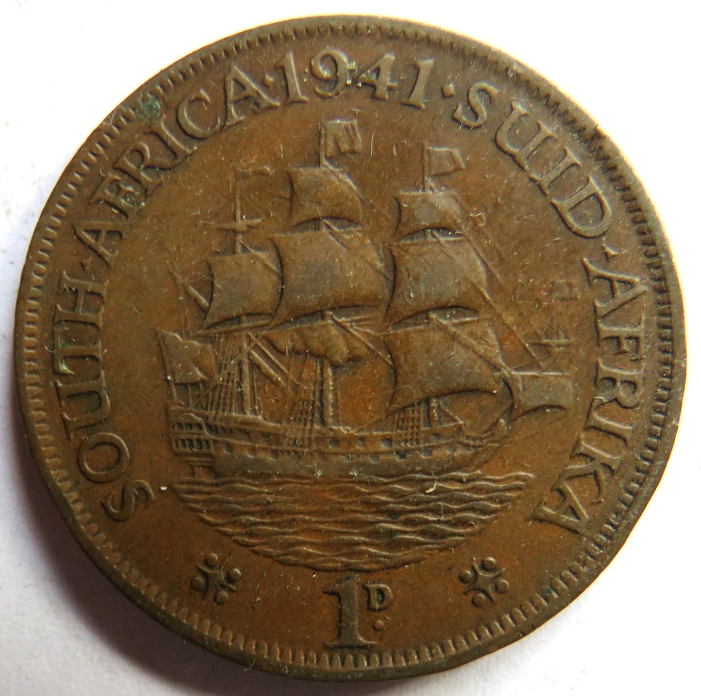 1941 King George VI South Africa One Penny Coin