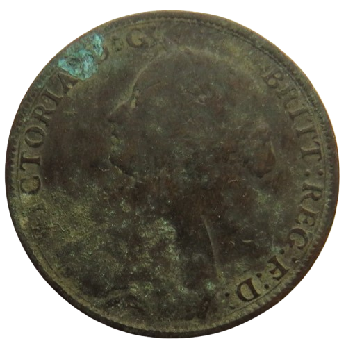 1861 Queen Victoria Bun head Halfpenny Coin - Great Britain