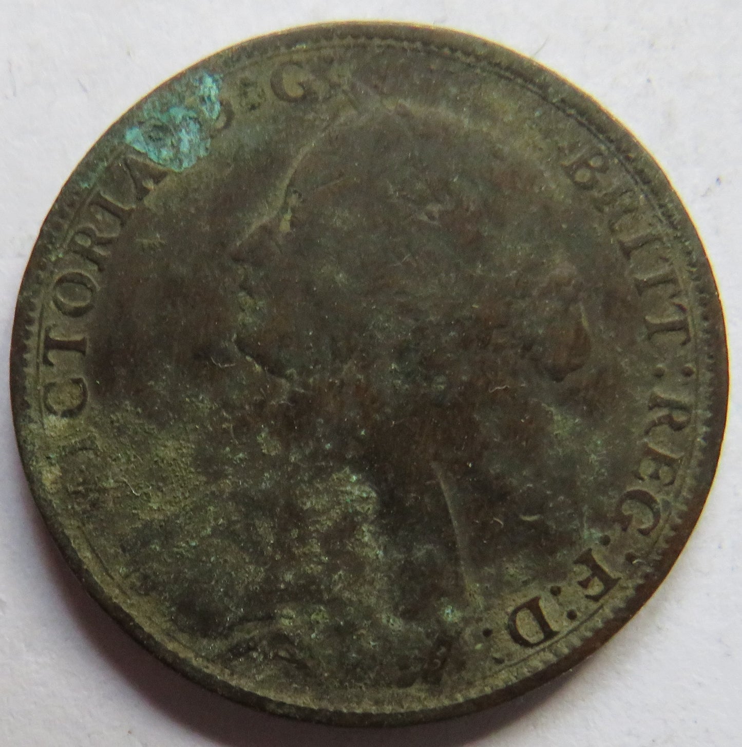 1861 Queen Victoria Bun head Halfpenny Coin - Great Britain