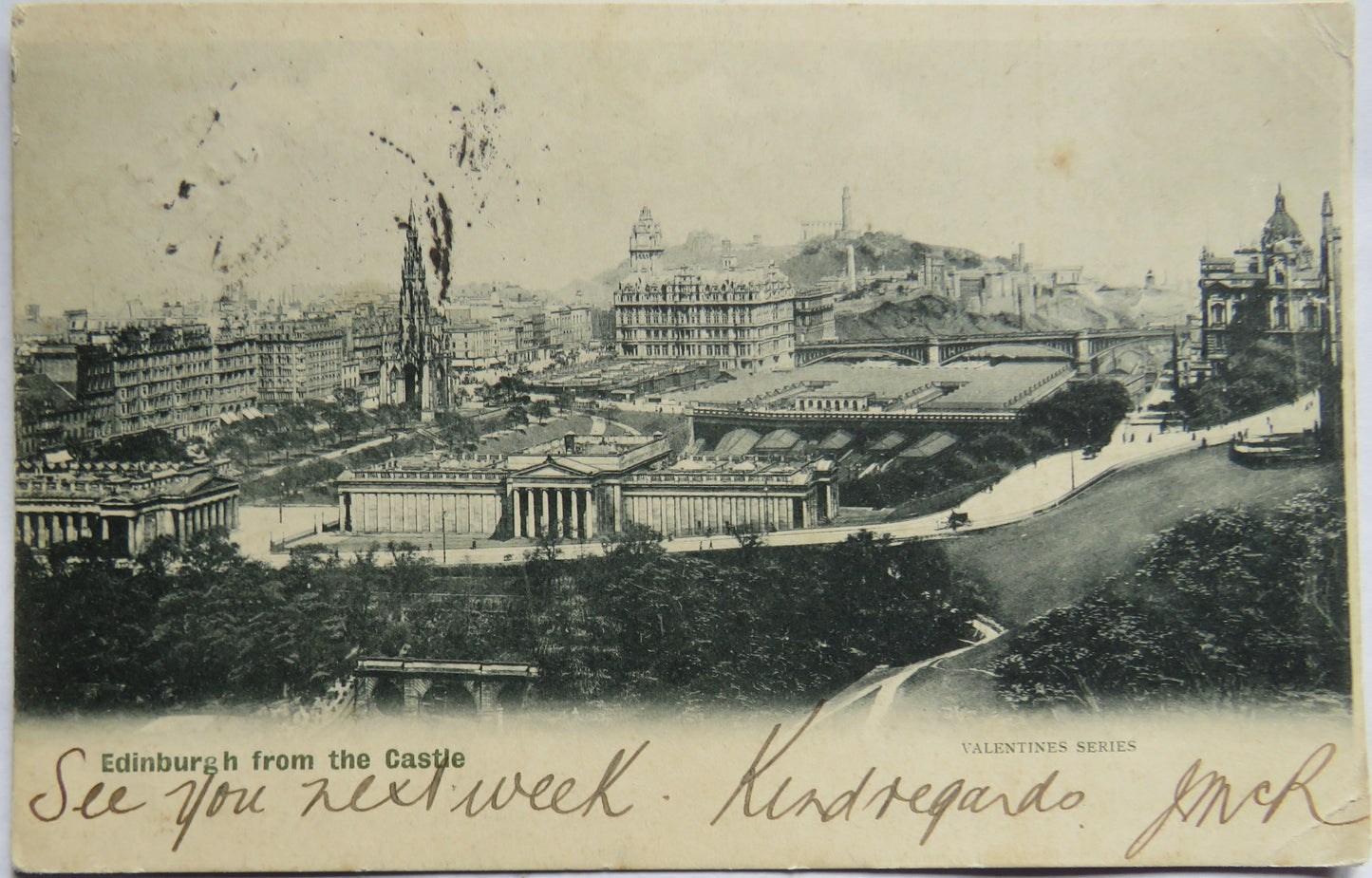 Vintage Postcard of Edinburgh From The Castle 1903