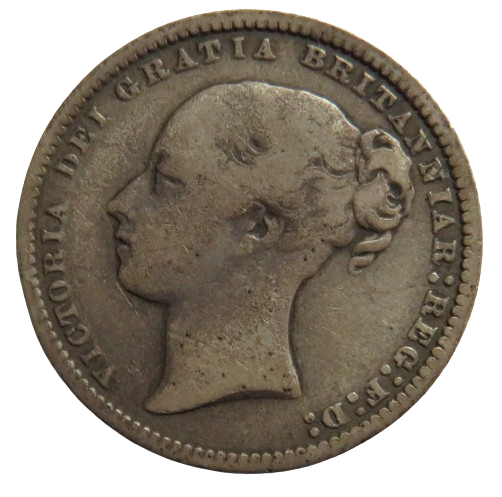 1874 Die 21 Queen Victoria Young Head Silver Shilling Coin - Great Britain