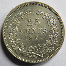 Load image into Gallery viewer, 1897 Netherlands Silver 25 Cents Coin In Higher Grade
