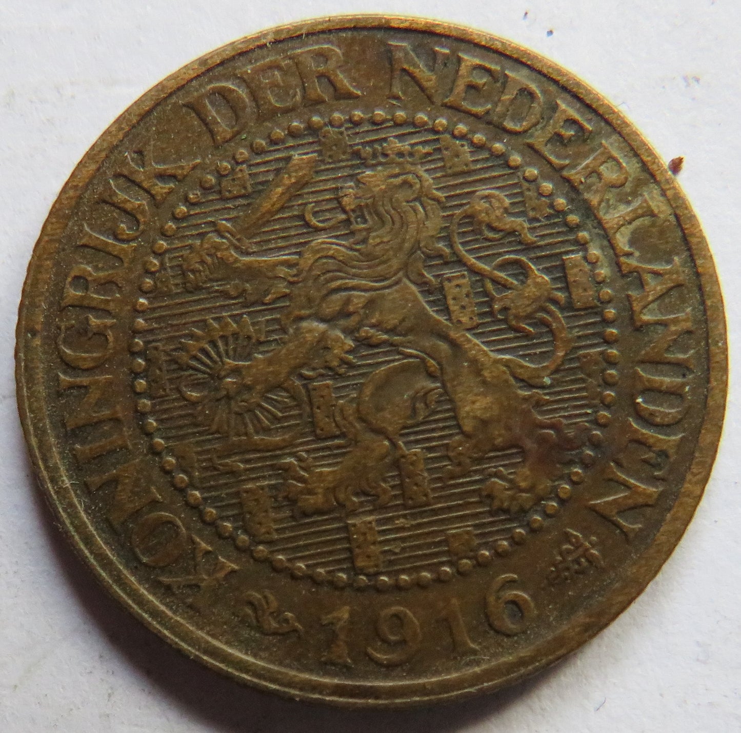 1916 Netherlands 2 & 1/2 Cents Coin
