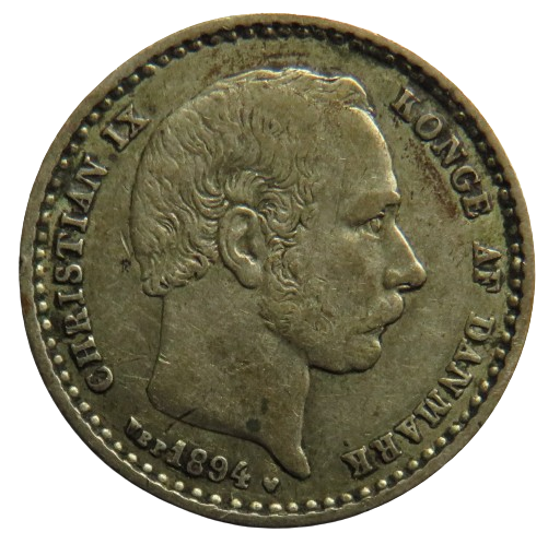 1894 Denmark Silver 25 Ore Coin