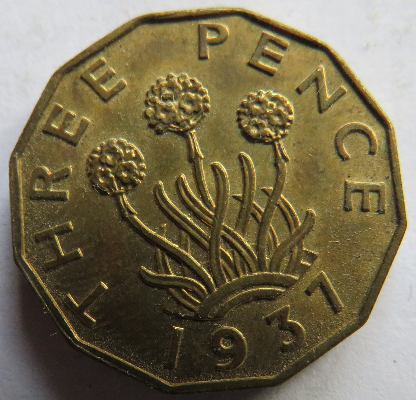1937 King George VI Brass Threepence Coin In High Grade - Great Britain