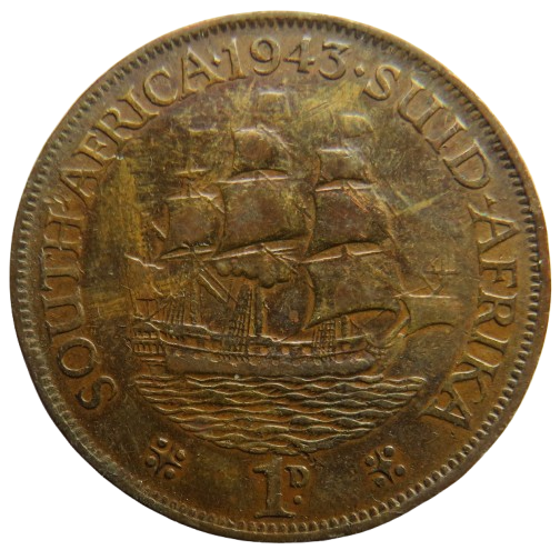 1943 King George VI South Africa One Penny Coin