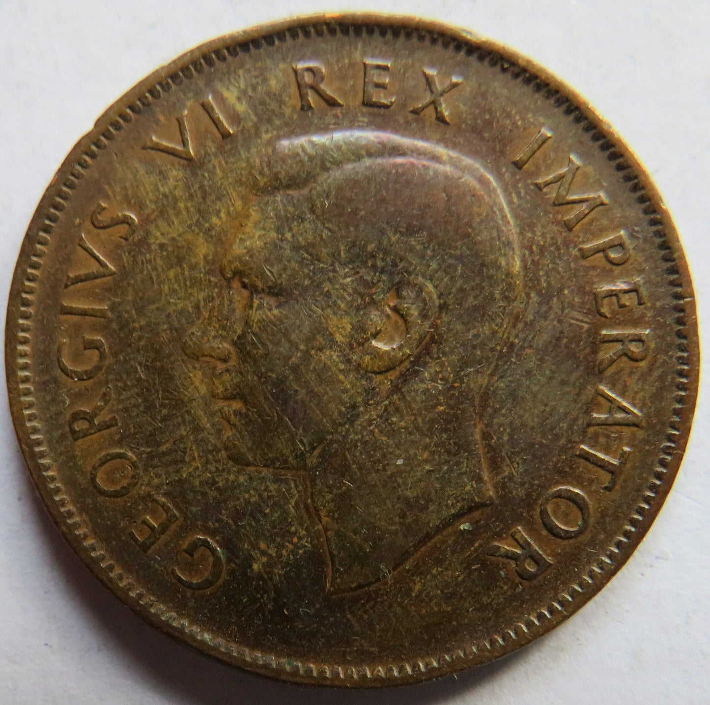 1943 King George VI South Africa One Penny Coin