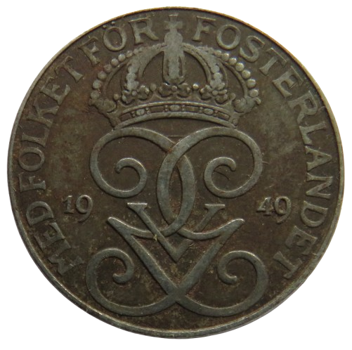 1949 Sweden 5 Ore Coin