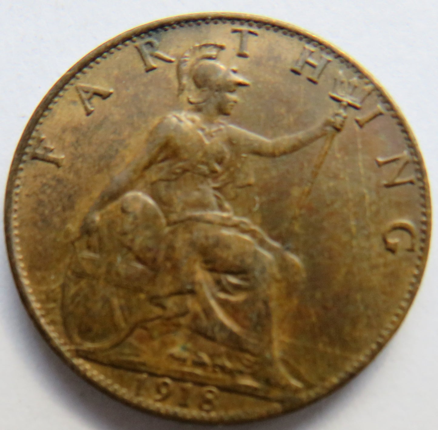 1918 King George V Farthing Coin - Great Britain