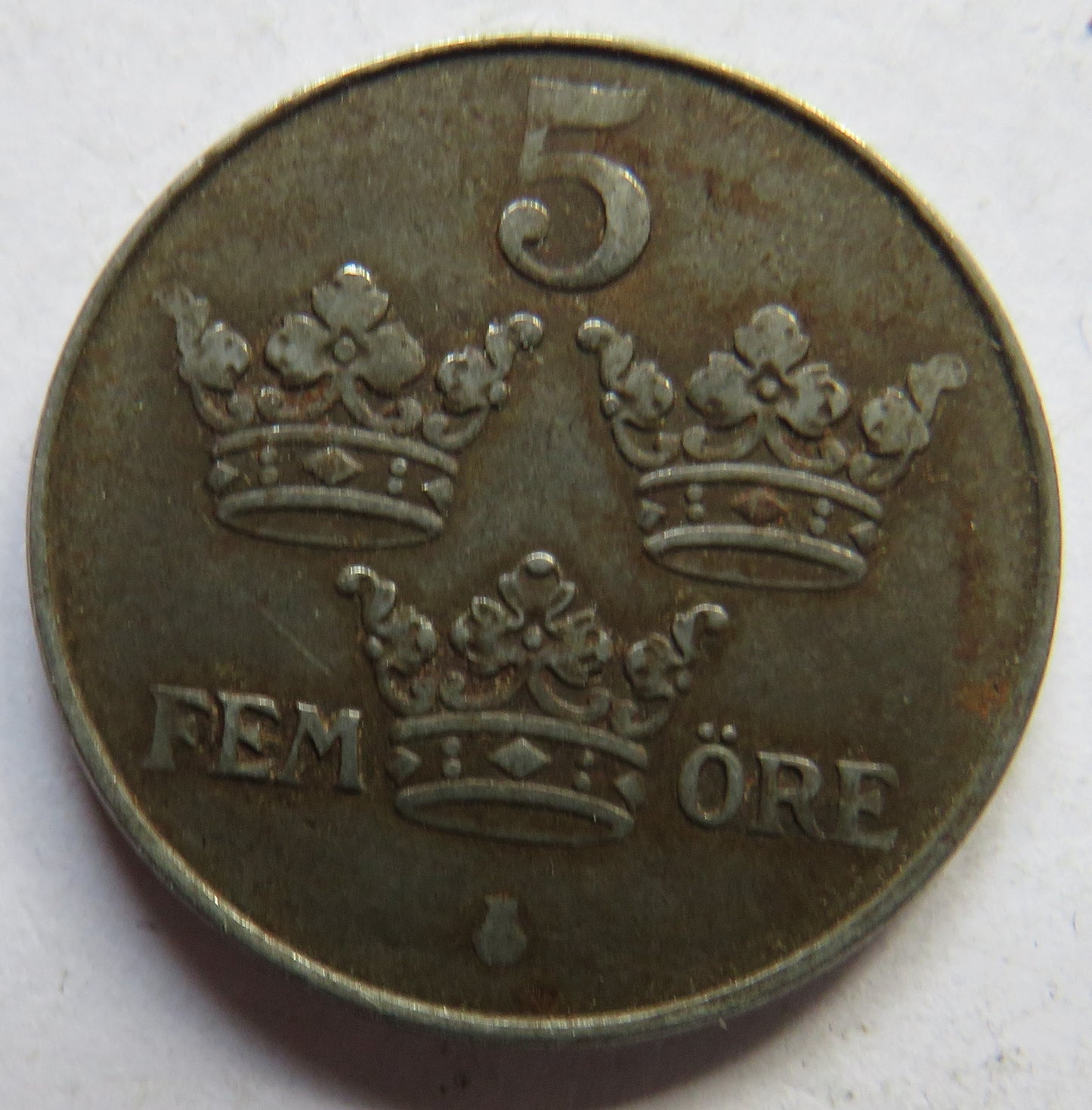 1949 Sweden 5 Ore Coin