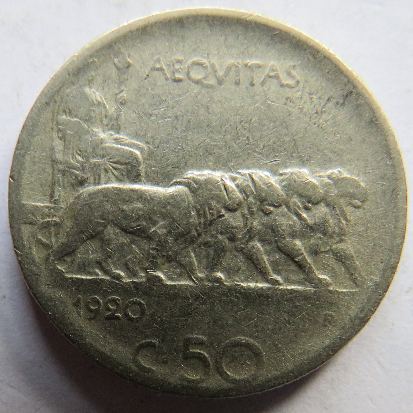 1920 Italy 50 Centesimi Coin