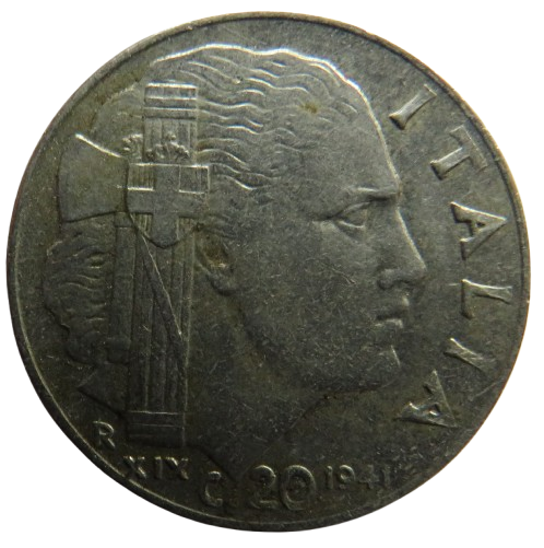 1941 Italy 20 Centesimi Coin