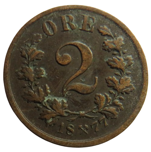1877 Norway 2 Ore Coin
