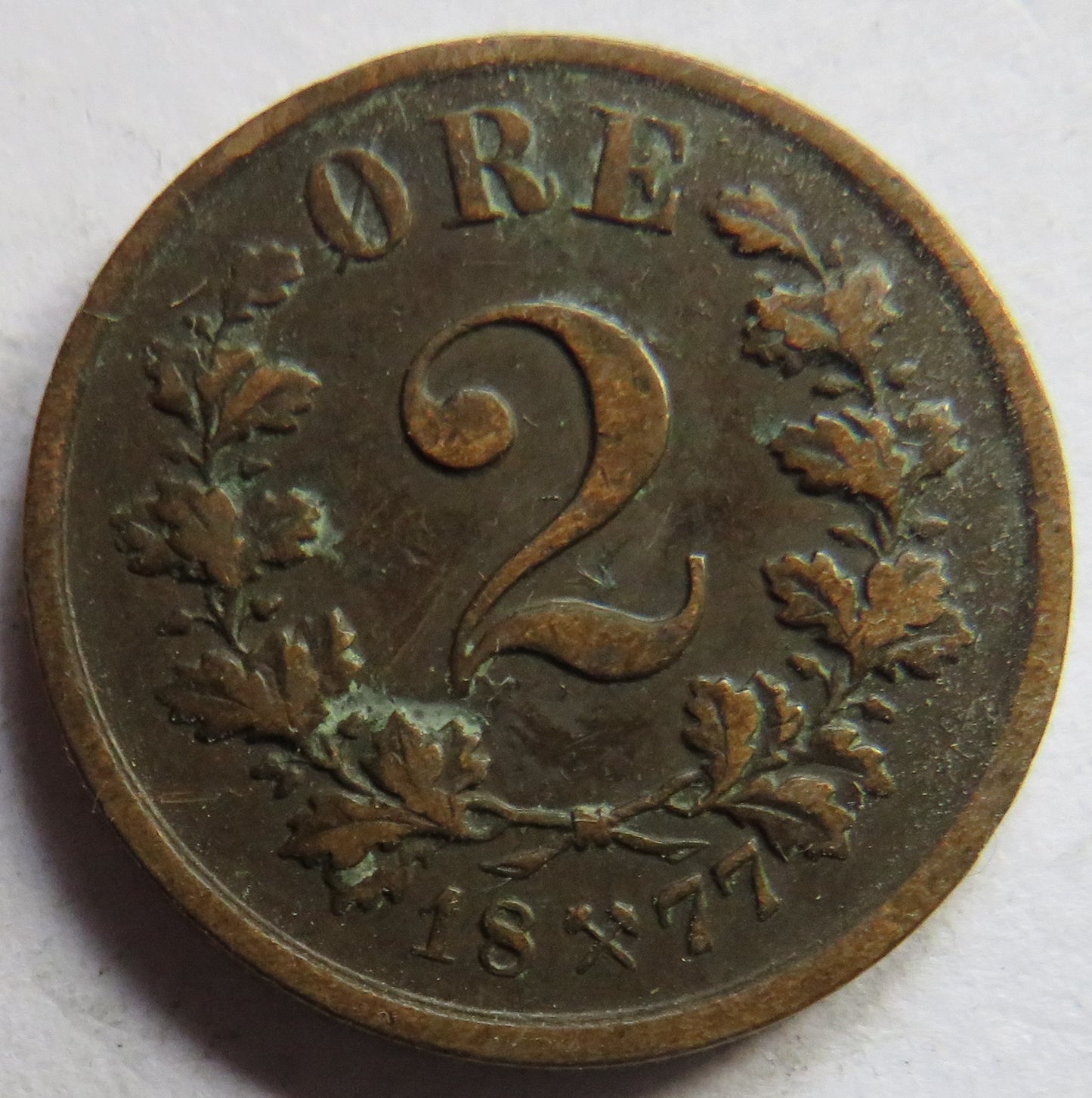 1877 Norway 2 Ore Coin