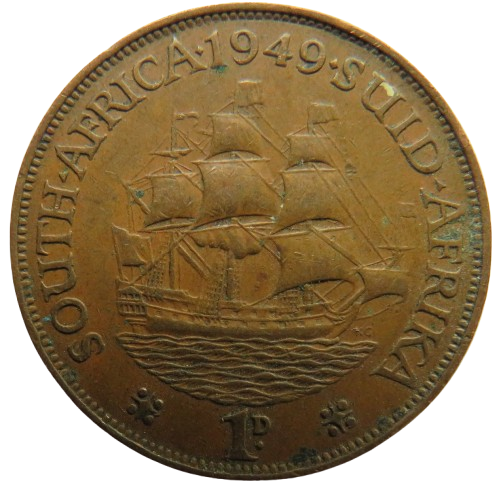 1949 King George VI South Africa One Penny Coin