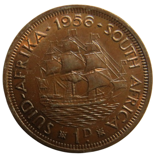 1956 Queen Elizabeth II South Africa One Cent Coin