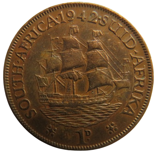 1942 King George VI South Africa One Penny Coin