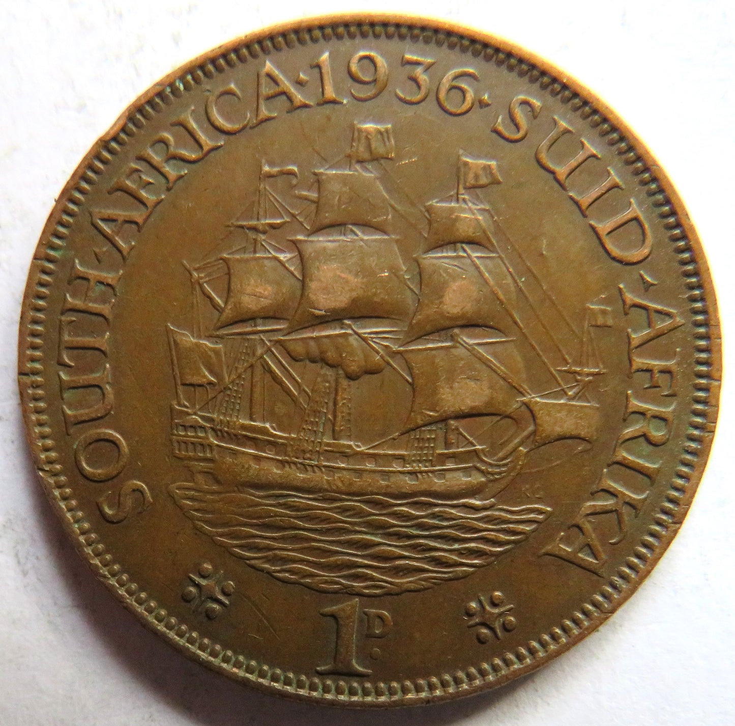 1936 King George V South Africa One Penny Coin