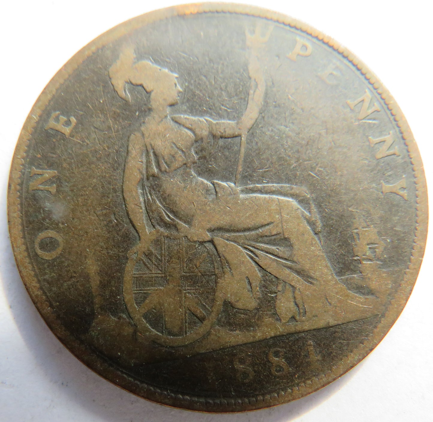 1884 Queen Victoria Bun Head One Penny Coin Great Britain